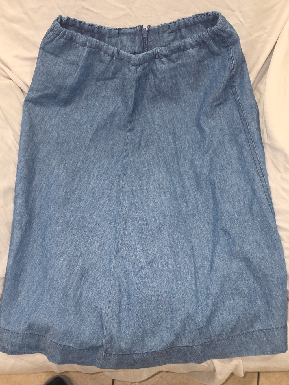 Blue Lined Skirt with Heart-Stamped Label